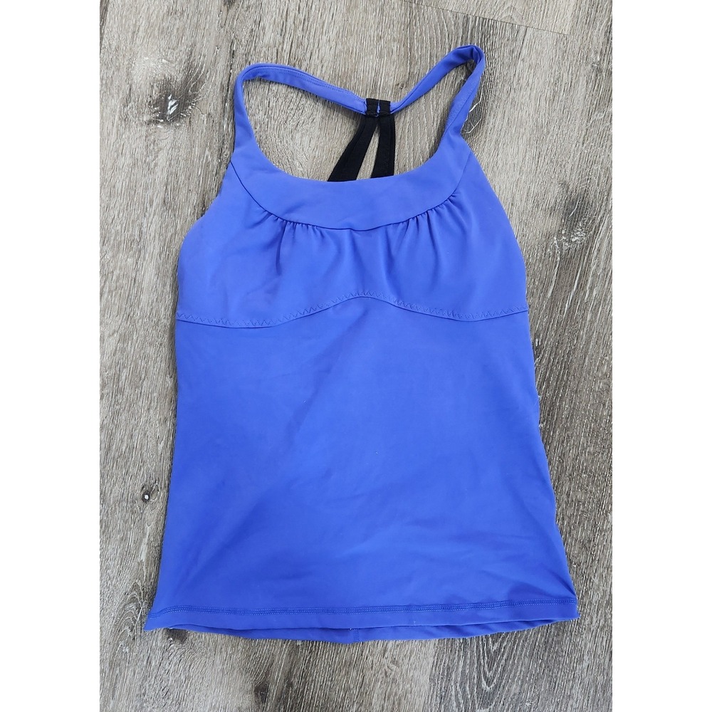 Lululemon Athletica Blue Strappy Racerback Tank Top with Built-in Shelf Bra